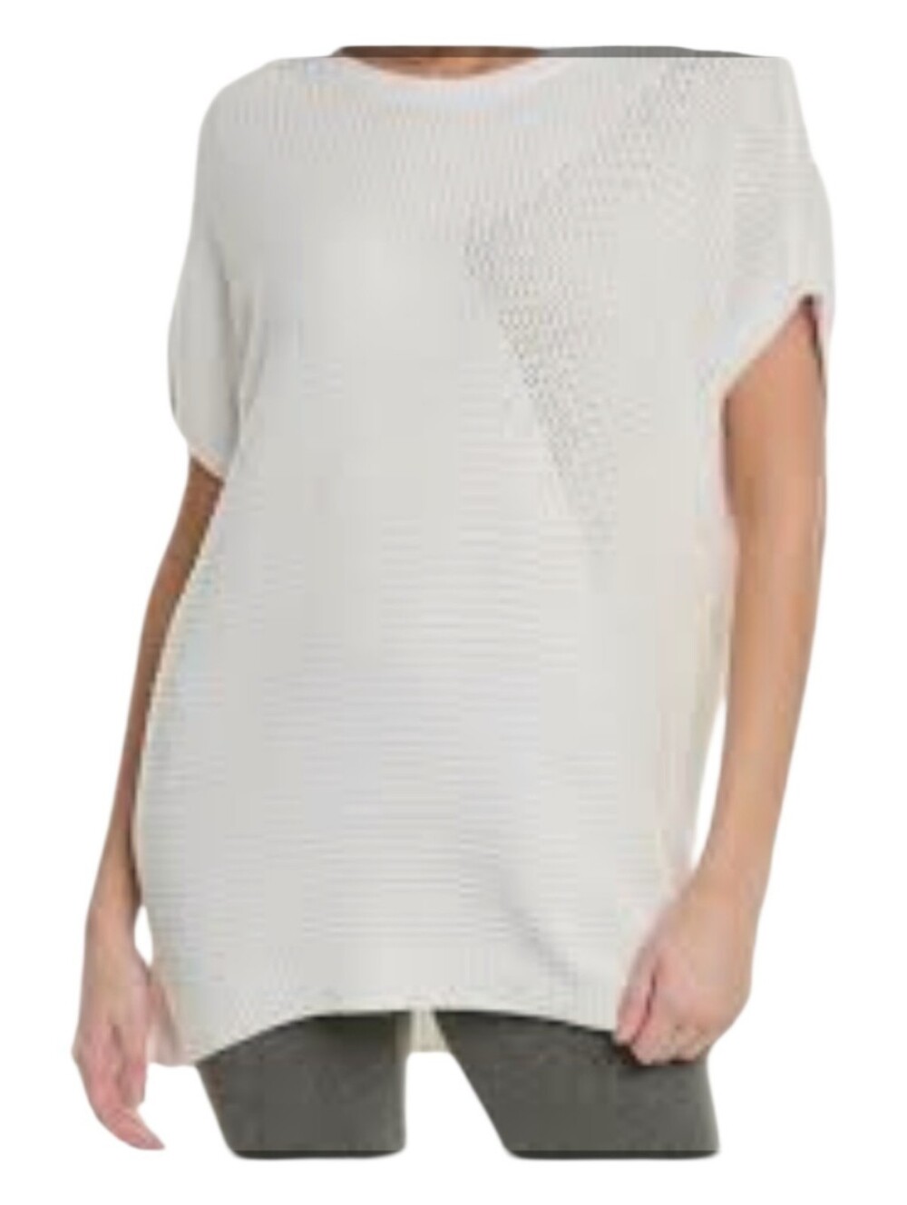 Barefoot Dreams SZ XL Mixed Stitch Dolman Pullover Sleeveless Sweater Light Sage